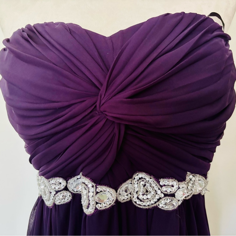 City Triangles Sz 17 Deep Purple Strapless Dress with Jewel Embellished Waist
